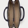 Große Hanna-Umhängetaschen aus Leder mit nautischem Seildruck für Damen von Ralph Lauren Crosshatch