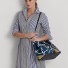 Große Hanna-Umhängetaschen aus Leder mit nautischem Seildruck für Damen von Ralph Lauren Crosshatch