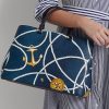Große Hanna-Umhängetaschen aus Leder mit nautischem Seildruck für Damen von Ralph Lauren Crosshatch