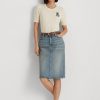Hellblaue Ralph Lauren Denim-Röcke für Damen