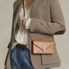 Hellbraune Ralph Lauren Polo ID Leder-Geldbörsen mit Kette für Damen