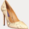 Hellgelbe Ralph Lauren Celia Python Heels für Damen