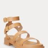 Hellgelbe Ralph Lauren Kayleen Sandalen aus Nappaleder für Damen