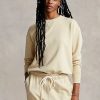 Hellgelbe Ralph Lauren Sweatshirts mit Rundhalsausschnitt aus Bio-Baumwolle für Damen