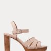 Hellrosa Ralph Lauren Soffia Sandalen aus Nappaleder für Damen