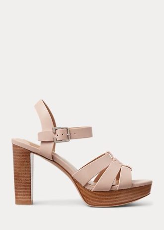 Hellrosa Ralph Lauren Soffia Sandalen aus Nappaleder für Damen