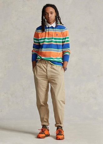 Khakifarbene Baggy-Fit-Canvas-Hose mit Falten für Herren von Ralph Lauren