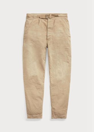 Khakifarbene Baggy-Fit-Canvas-Hose mit Falten für Herren von Ralph Lauren