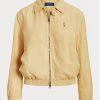 Khakifarbene Leinen-Windjacke von Ralph Lauren für Damen