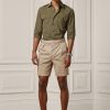 Khakifarbene, maßgeschneiderte Stretch-Chino-Shorts von Ralph Lauren für Herren