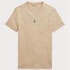 Khakifarbene Ralph Lauren Custom Slim Fit T-Shirts mit Rundhalsausschnitt für Herren