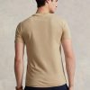 Khakifarbene Ralph Lauren Custom Slim Fit T-Shirts mit Rundhalsausschnitt für Herren