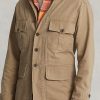 Khakifarbene Ralph Lauren Dobby Utility Overshirt-Jacken für Herren