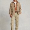 Khakifarbene Ralph Lauren Dobby Utility Overshirt-Jacken für Herren