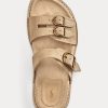 Khakifarbene Ralph Lauren Ezra Sandalen aus Kalbsleder und Wildleder für Damen
