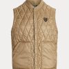 Khakifarbene, wasserabweisende Steppweste von Ralph Lauren für Herren