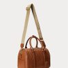 Lauren Tan/Buff Damen Ralph Lauren Geprägtes Leder Mittlere Kaden Satchel Taschen