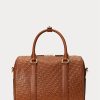 Lauren Tan/Buff Damen Ralph Lauren Geprägtes Leder Mittlere Kaden Satchel Taschen
