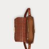 Lauren Tan Damen Ralph Lauren gewebtes Leder Kleine Maddy Schultertaschen