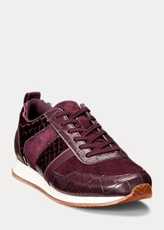 Lila Ralph Lauren Colten Sneakers aus geprägtem Leder und Wildleder für Damen