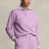 Lila Ralph Lauren Fleece-Pullover mit Rundhalsausschnitt für Damen