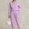 Lilafarbene Ralph Lauren Fleece-Sporthose für Damen Lilafarbene Ralph Lauren Fleece-Sporthose für Damen