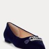 Marineblaue Ballerinas aus Samt von Ralph Lauren für Damen in Lilah
