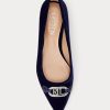 Marineblaue Ballerinas aus Samt von Ralph Lauren für Damen in Lilah
