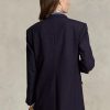Marineblaue Blazer aus Stretch-Wollmischung für Damen von Ralph Lauren