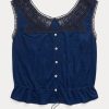 Marineblaue Camisole-Shirts mit Häkelbesatz für Damen von Ralph Lauren Indigo