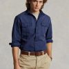 Marineblaue Chino-Arbeitshemden für Herren von Ralph Lauren in klassischer Passform
