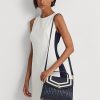 Marineblaue Damen Ralph Lauren Farrah Satchel-Taschen aus Nappaleder mittlerer Größe