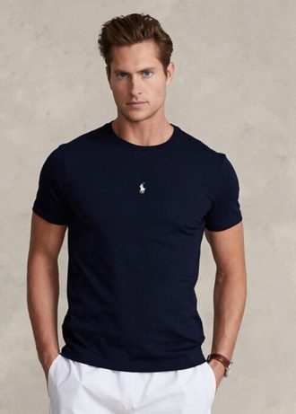 Marineblaue Herren Ralph Lauren Custom Slim Fit Rundhals-T-Shirts