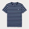 Marineblaue Herren Ralph Lauren Custom Slim Striped Soft Cotton T Shirts