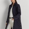 Marineblaue lange Steppjacken für Damen von Ralph Lauren