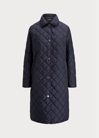 Marineblaue lange Steppjacken für Damen von Ralph Lauren