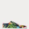 Marineblaue, mehrfarbige Herren-Sneakers aus Leinen von Ralph Lauren Severn mit Blumenmuster