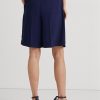 Marineblaue, plissierte Georgette-Shorts mit weitem Bein von Ralph Lauren für Damen