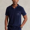 Marineblaue Poloshirts aus Frottee für Herren von Ralph Lauren in Slim Fit