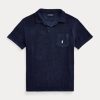 Marineblaue Poloshirts aus Frottee für Herren von Ralph Lauren in Slim Fit