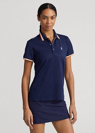Marineblaue Poloshirts aus Jersey im Tailored Fit von Ralph Lauren für Damen