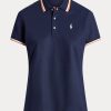 Marineblaue Poloshirts aus Jersey im Tailored Fit von Ralph Lauren für Damen