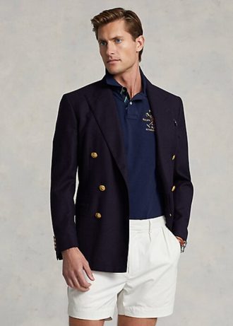 Marineblaue Poloshirts aus klassischem Netzstoff von Ralph Lauren für Herren