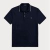 Marineblaue Poloshirts für Herren von Ralph Lauren Custom Slim Fit Birdseye