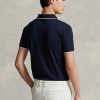 Marineblaue Poloshirts für Herren von Ralph Lauren Custom Slim Fit Birdseye