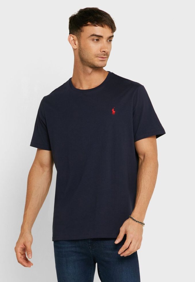 Marineblaue Poloshirts mit gesticktem Logo und Rundhalsausschnitt für Herren von Ralph Lauren