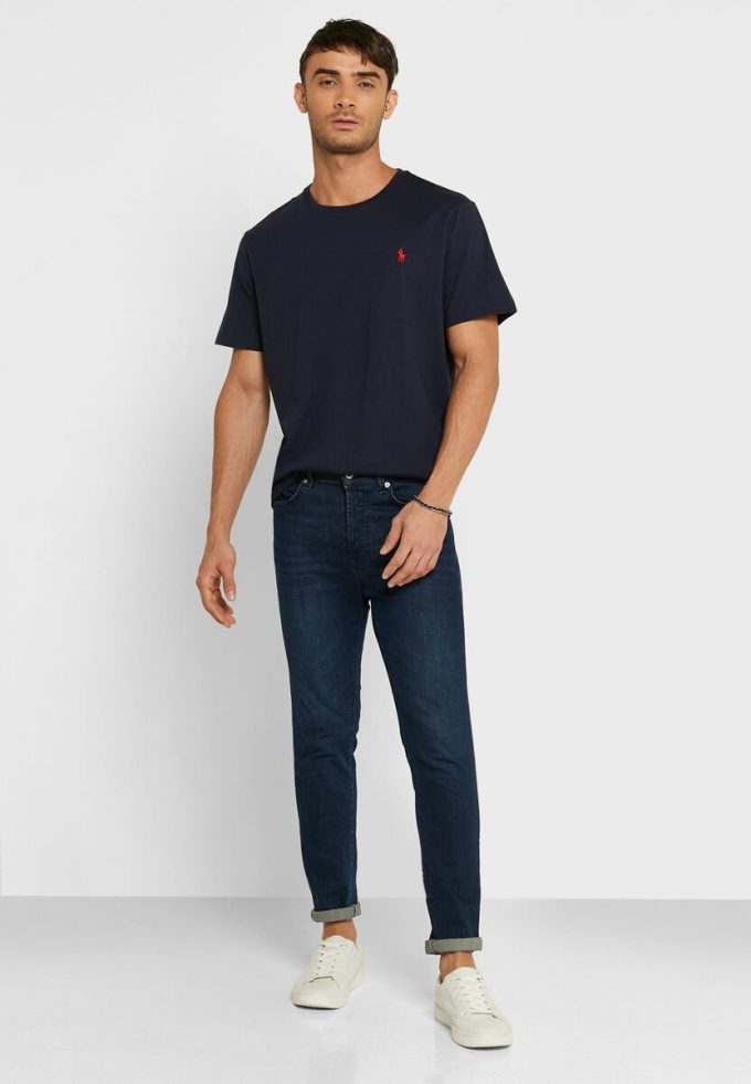 Marineblaue Poloshirts mit gesticktem Logo und Rundhalsausschnitt für Herren von Ralph Lauren