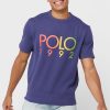 Marineblaue Poloshirts mit Rundhalsausschnitt und Logo für Herren von Ralph Lauren