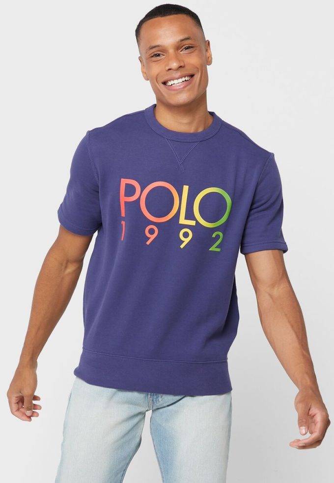 Marineblaue Poloshirts mit Rundhalsausschnitt und Logo für Herren von Ralph Lauren