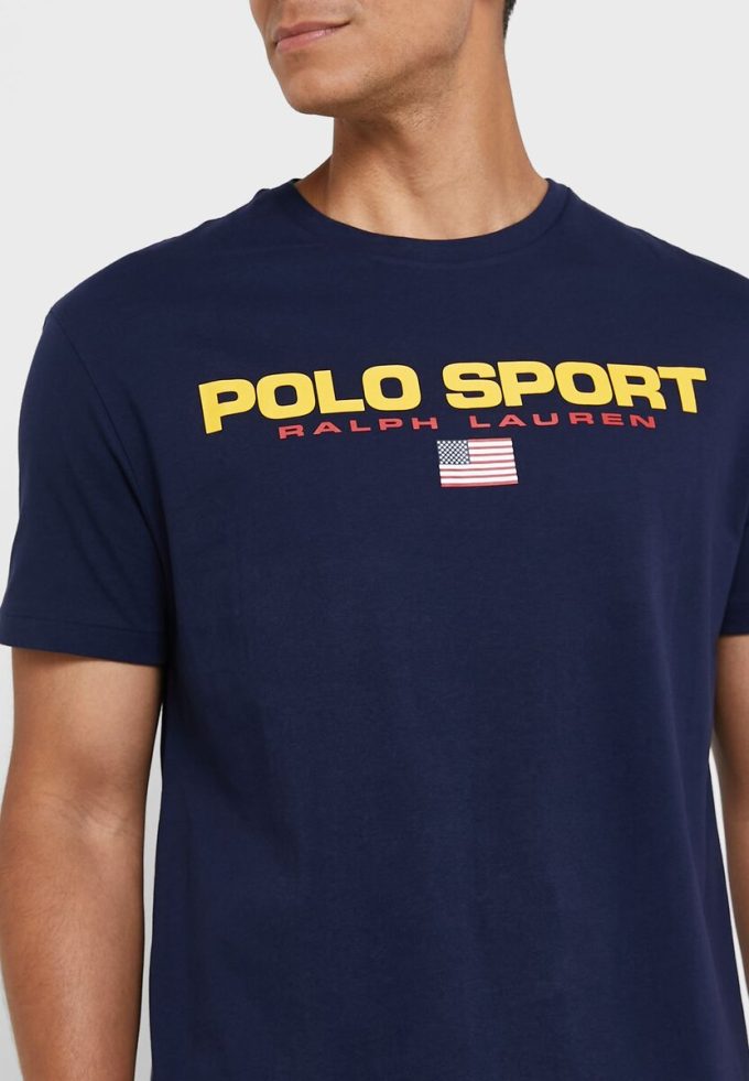 Marineblaue Poloshirts mit Rundhalsausschnitt und Logo für Herren von Ralph Lauren